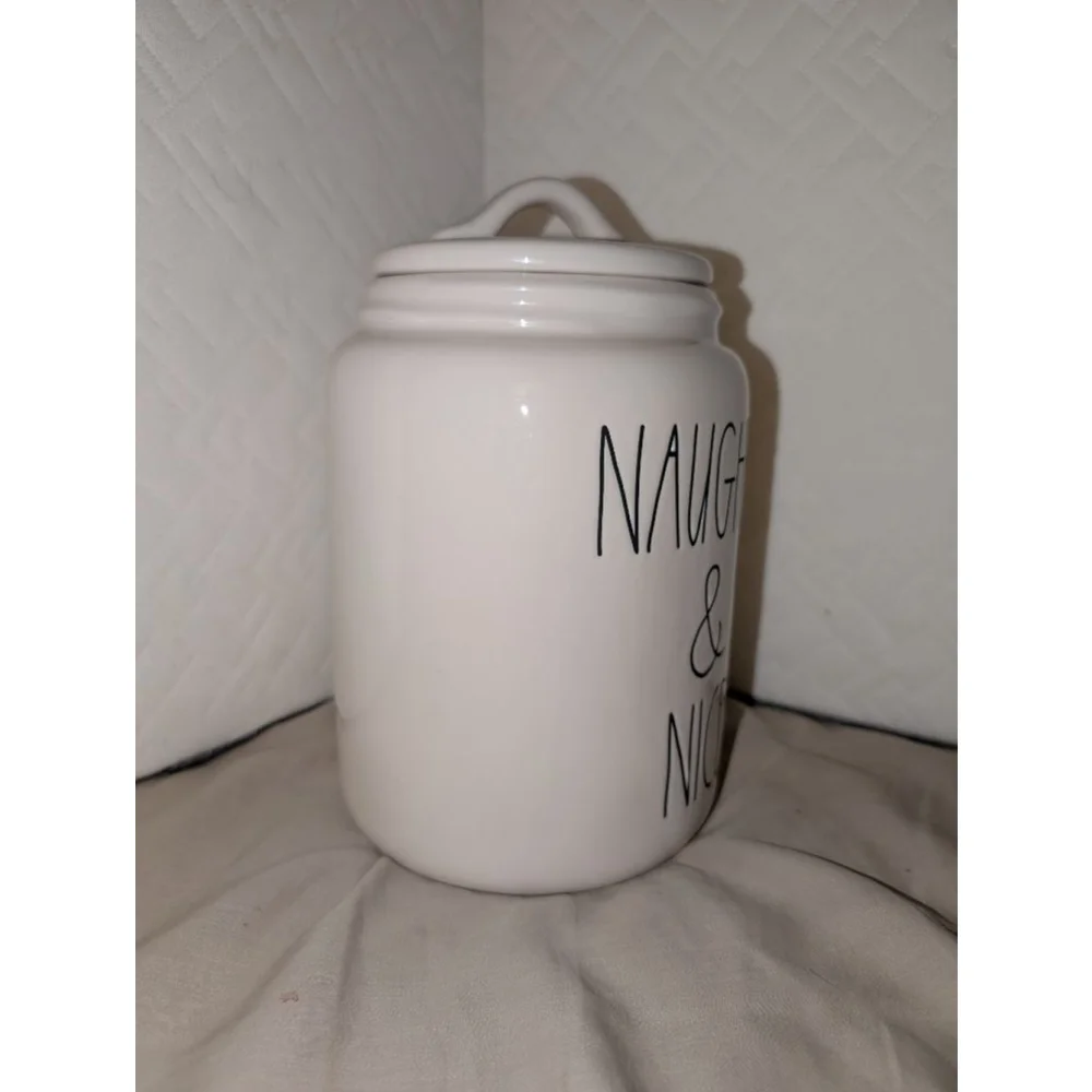 Rae Dunn White Black Naughty Nice Food Storage Jar One Size